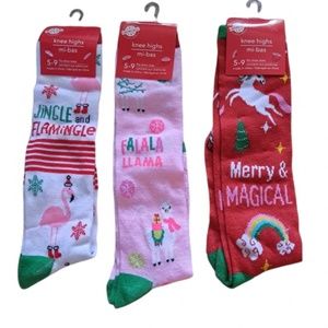 Christmas Knee High Socks Bundle of 3